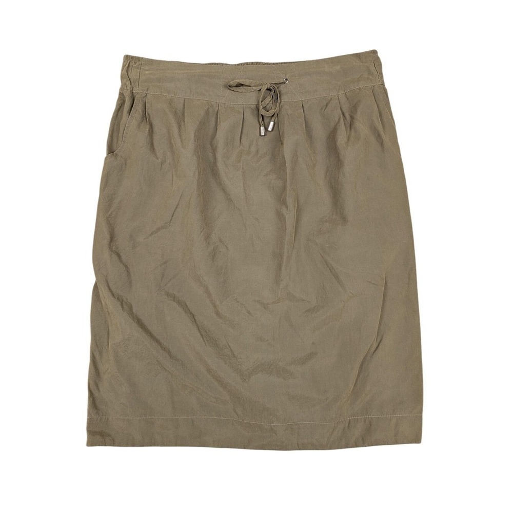 Bella Bird Womens Large Olive Green Drawstring Elastic Waist Pocket Skirt L